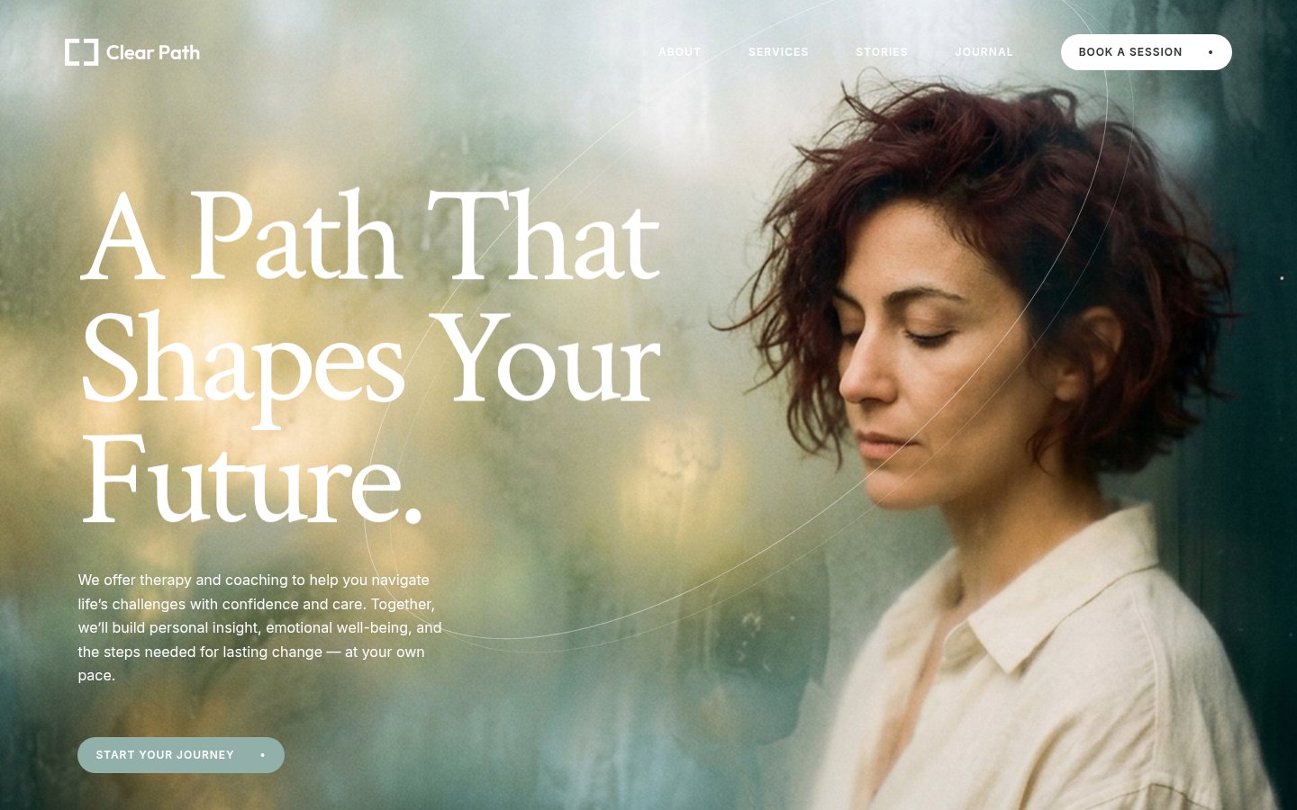 Homepage screenshot of ClearPath – Therapy & Coaching Website with Smooth Motion, designed and built by Munawar Baloch