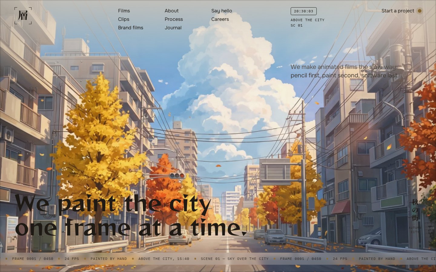 Homepage screenshot of Layers Studio – Hand-Painted 2D Animation Studio Website, designed and built by Munawar Baloch