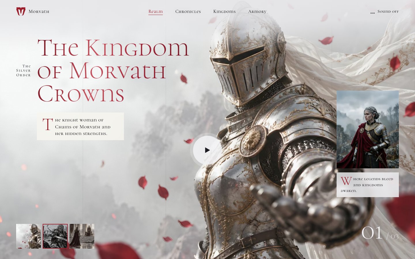 Homepage screenshot of MORVATH – Dark-Fantasy Kingdom Website, designed and built by Munawar Baloch